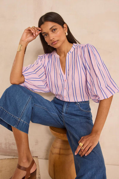 Picture of LONG-SLEEVE STRIPED COTTON BLOUSE DARINA